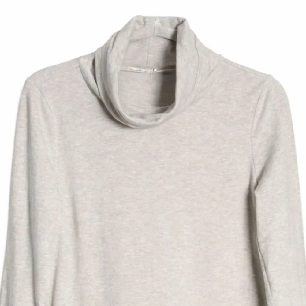 Garnet Hill Grey Cowl Neck Tunic Dress Long Sleeve Oversized Pockets Women XS
